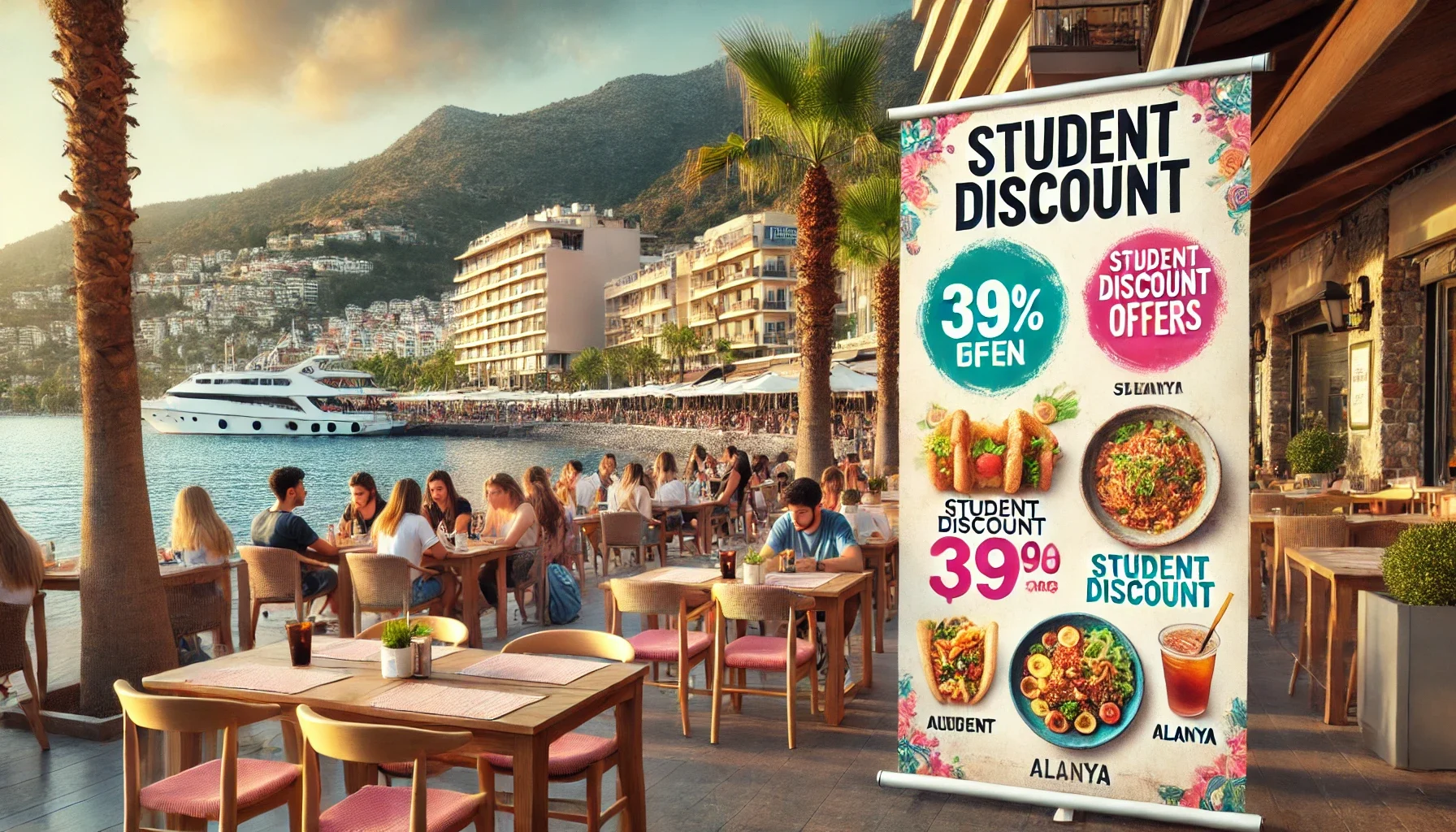 "Alanya’da öğrenci indirimi sunan uygun fiyatlı bir restoran.