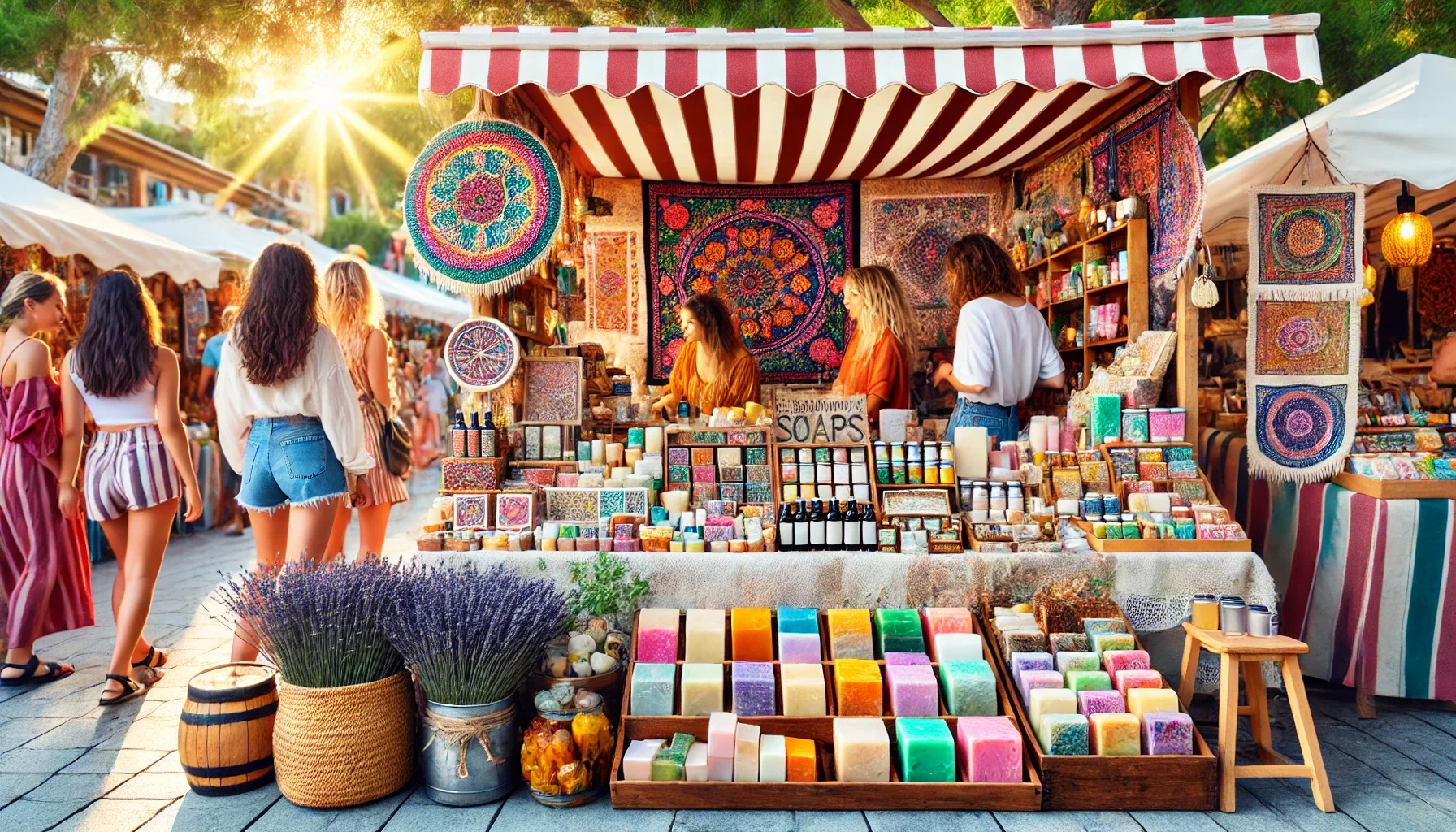 Alanya’da el yapımı sabun ve kozmetik doğal kozmetik ürünleriyle dolu mağazalar.