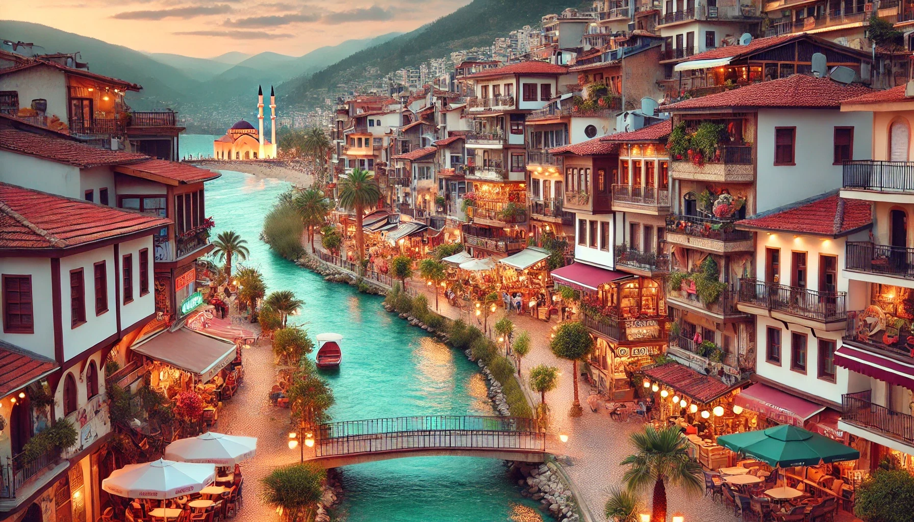 "Sahil kenarındaki Alanya sokaklarında otantik ürünler ve yerel lezzetler sunan sokak satıcıları."