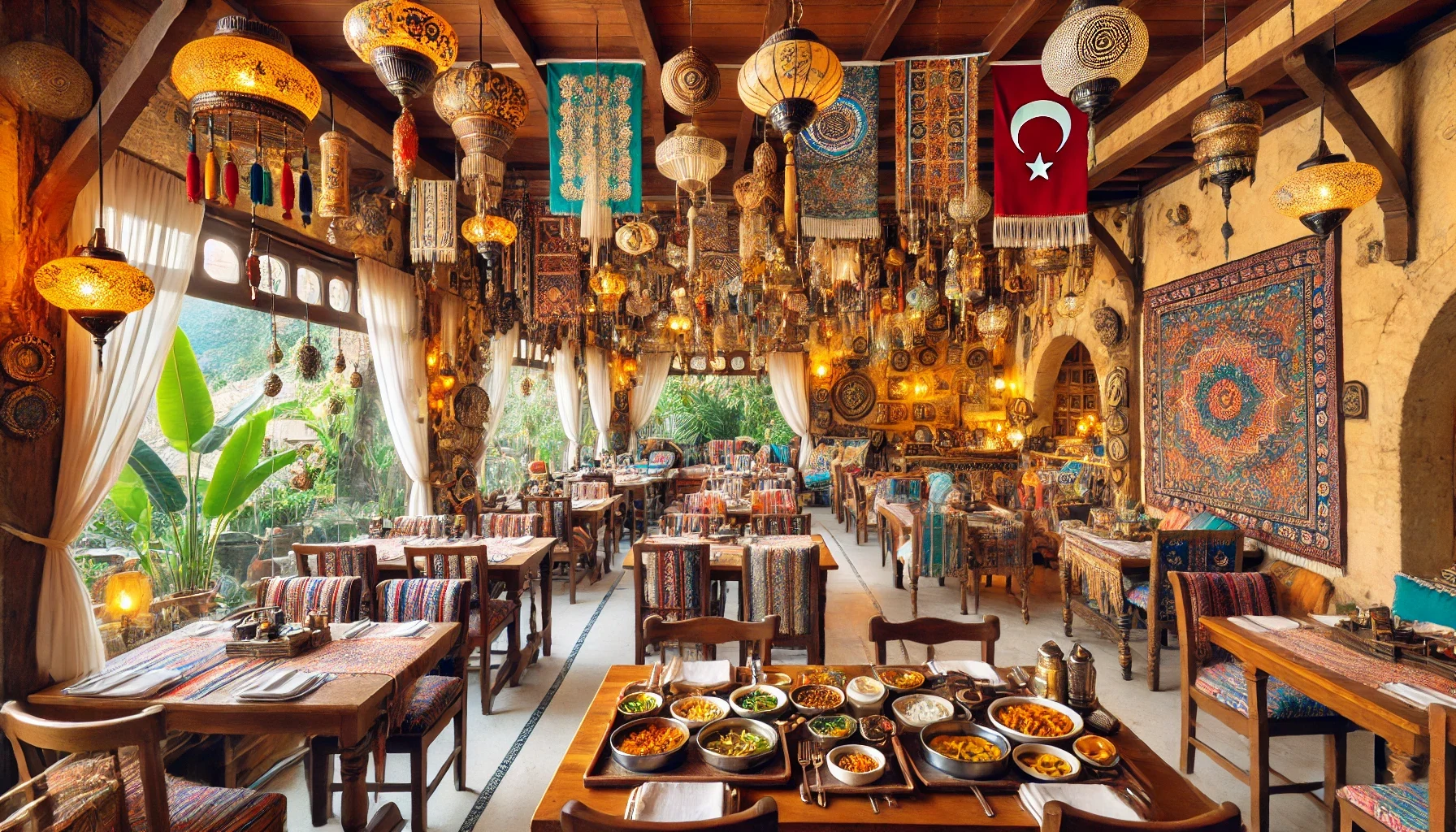 Alanya’da etnik mutfakların lezzetlerini sunan bir restoranın şık sunumu."