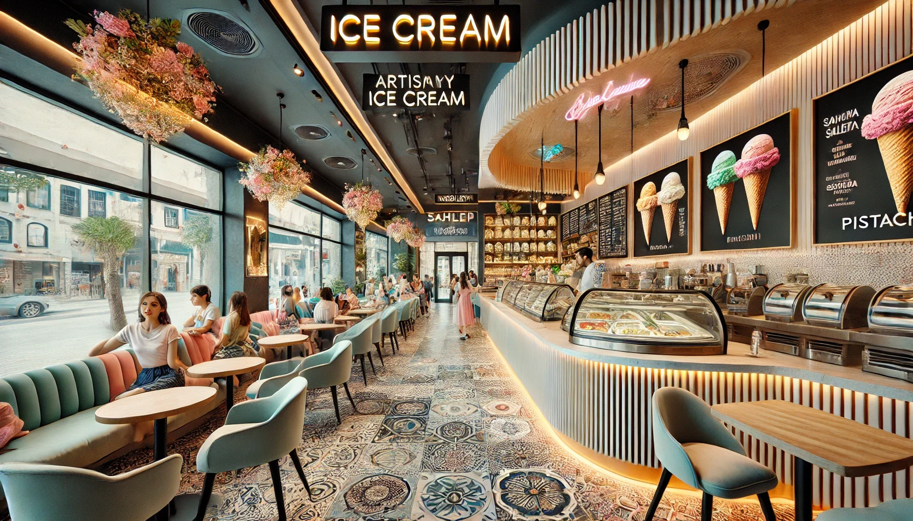 "Alanya’da taze ve el yapımı dondurmalarıyla meşhur bir dondurmacı."