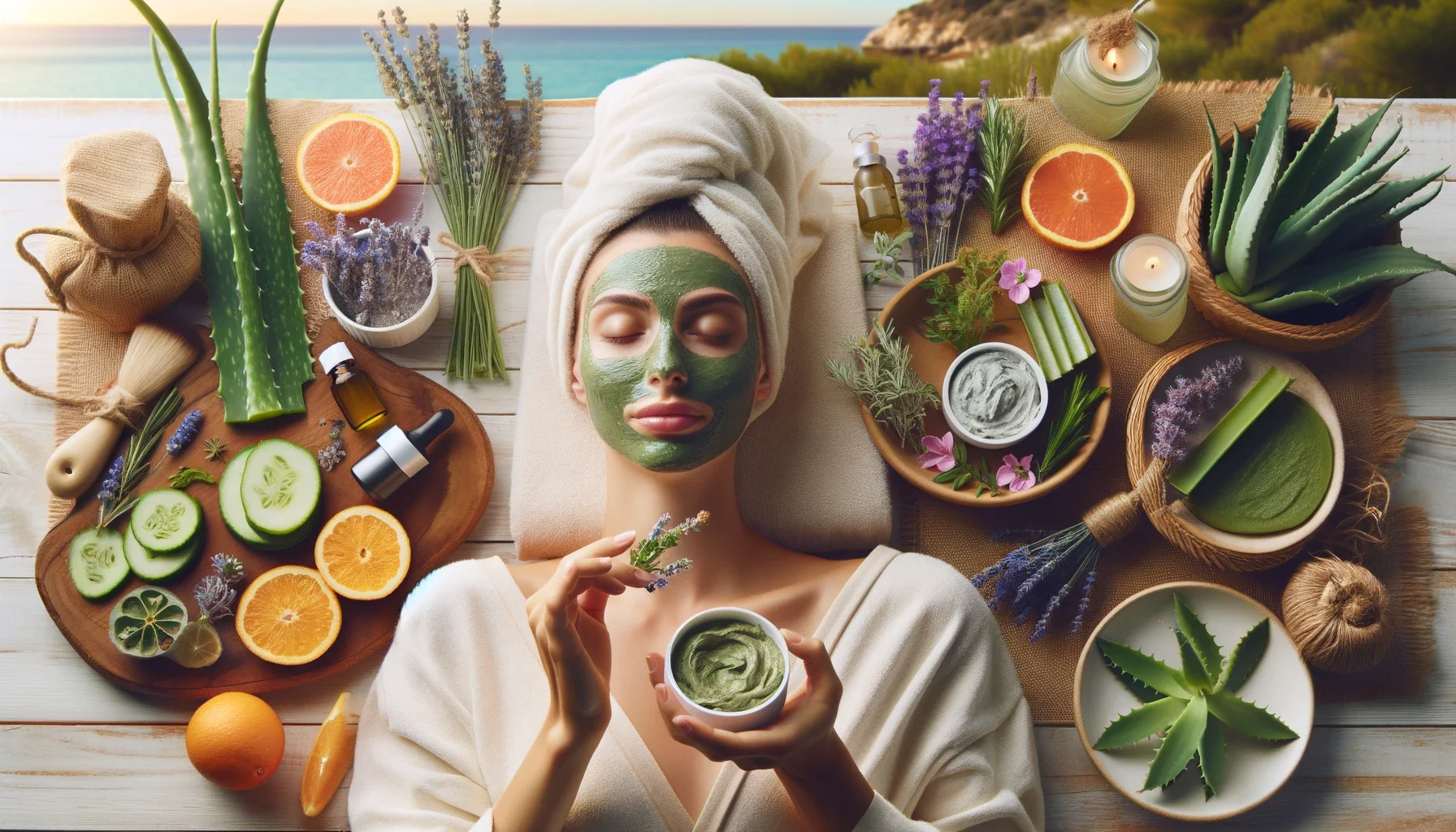 "Alanya'nın yerel bitkileriyle cilt bakımı yenileme: Papatya, nar ve zeytin özlü organik bakım ritüeli."