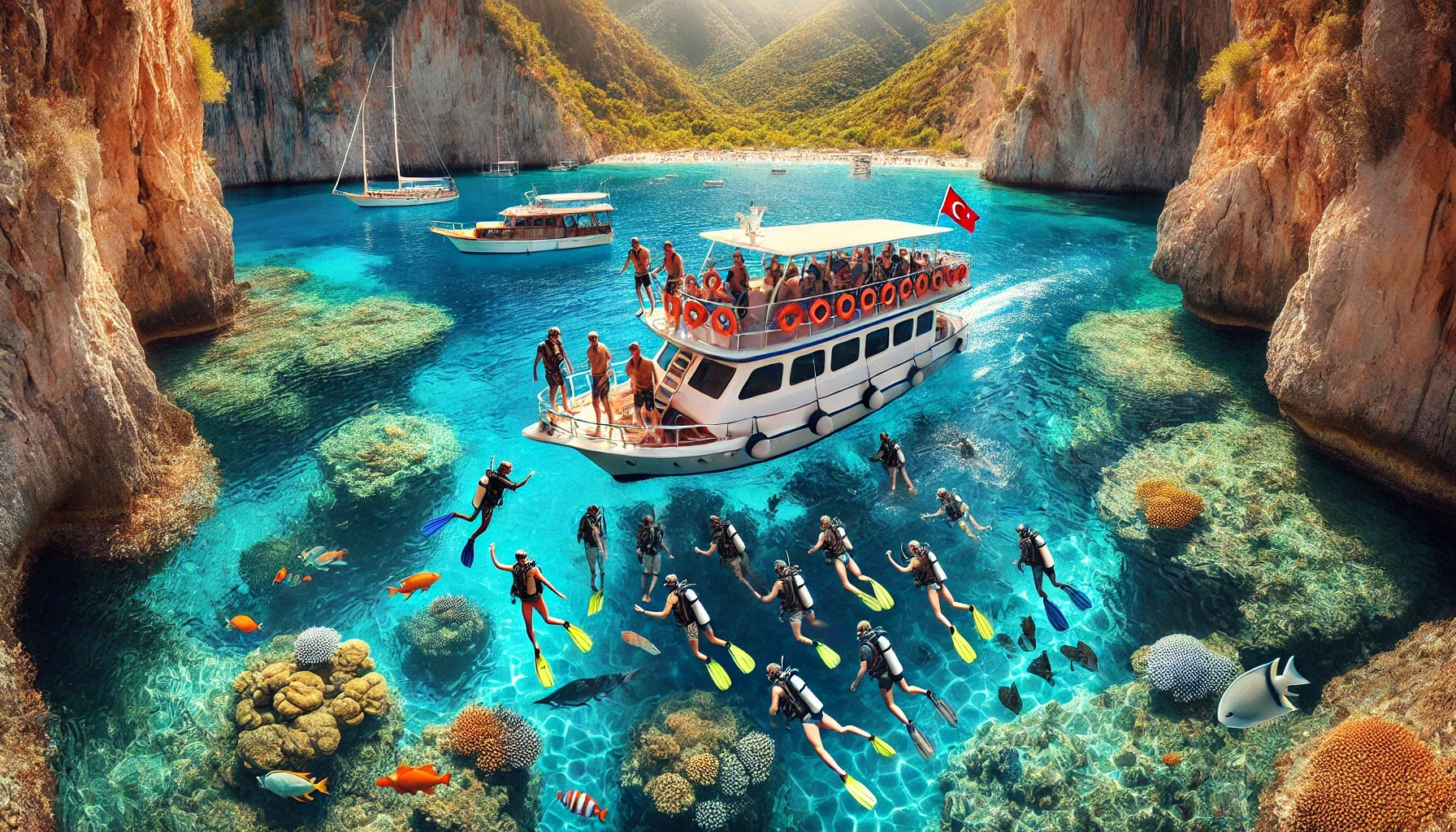 "Alanya’da dalış ve şnorkelle yüzme için en iyi tekne turları ile su altı dünyasını keşfedin."