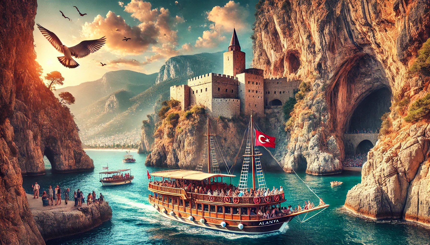 "Alanya Kalesi ve deniz mağaralarını keşfetmek için en iyi tekne turları hakkında bilgi alın."
