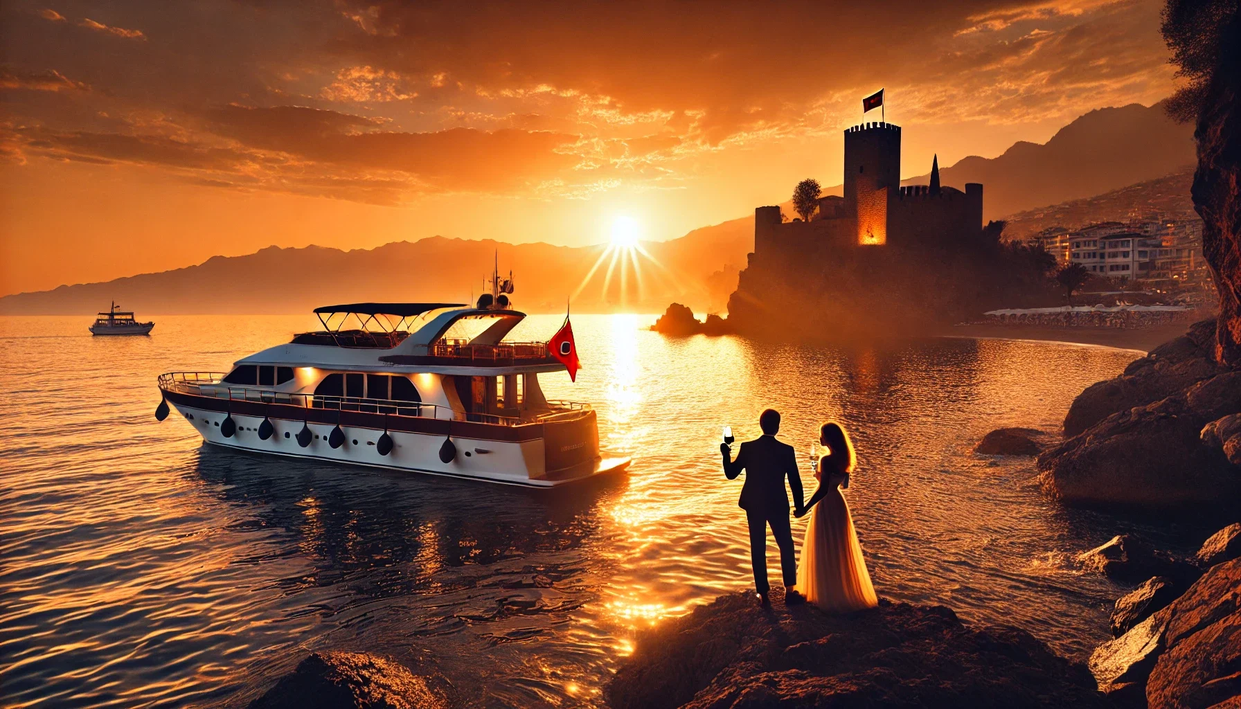 Alanya’da gün batımı tekne turları ile romantik anlar yaşayın ve Akdeniz’in büyüleyici manzarasının tadını çıkarın."