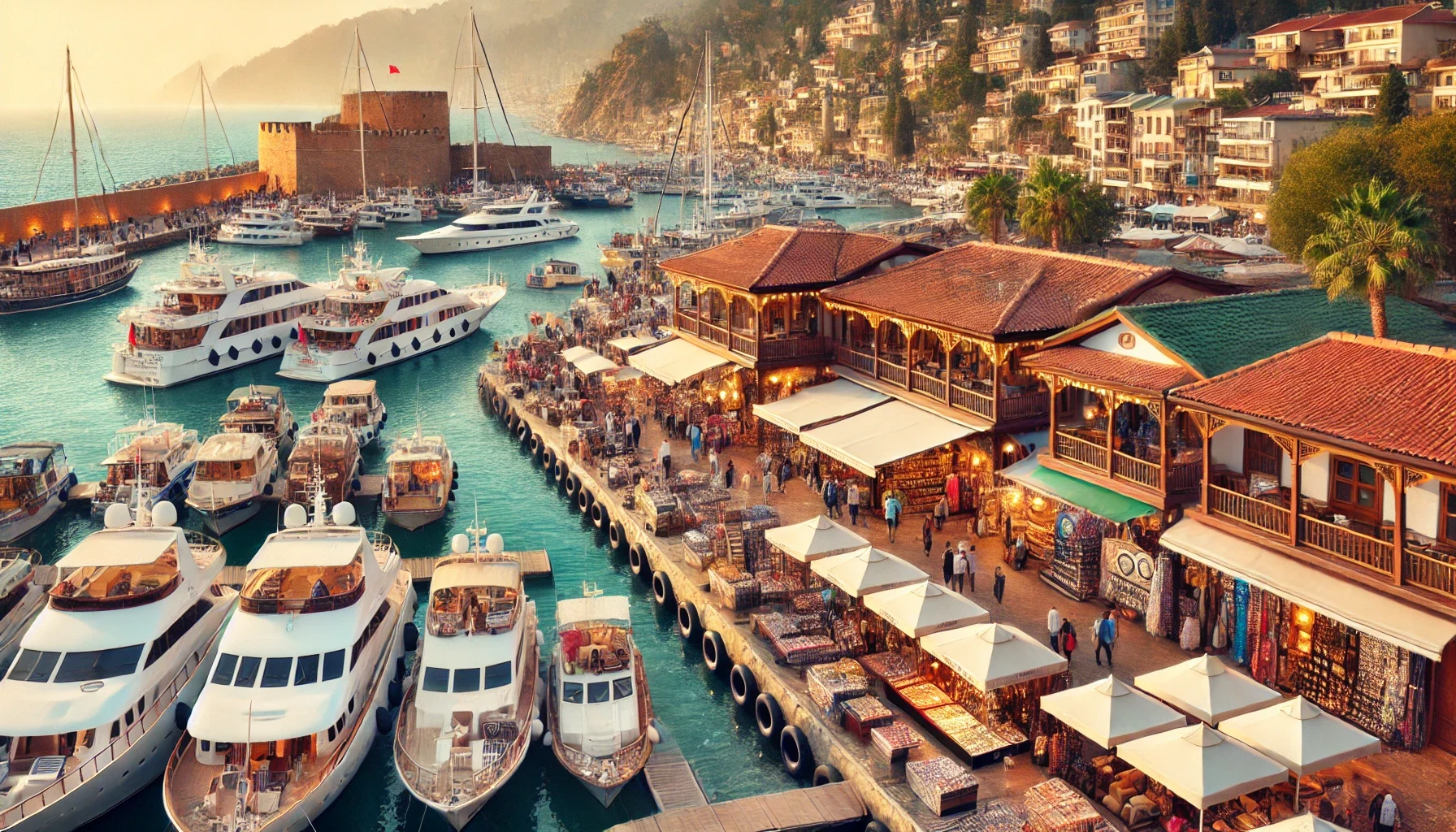 "Alanya Yat Limanı ve Tarihi Çarşı’da keyifli bir alışveriş turuna çıkın, geleneksel ürünleri keşfedin."