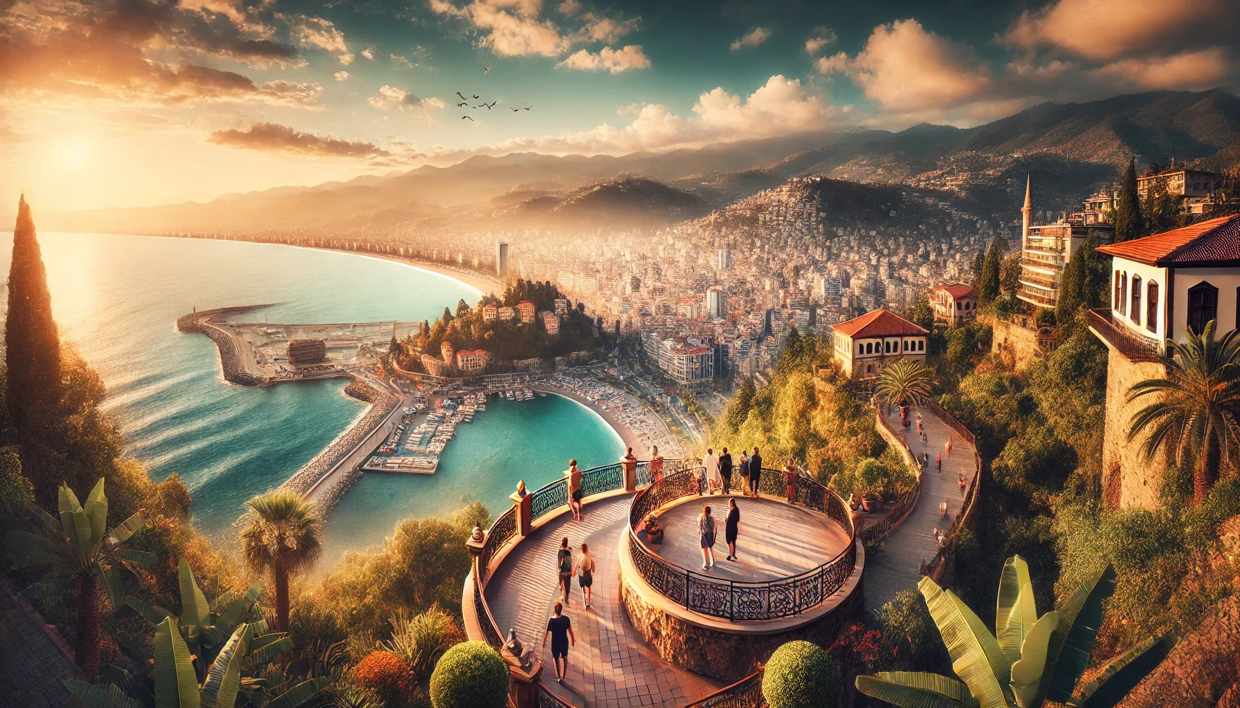 "Alanya’nın tarihi ve doğal güzelliklerini yüksekten izleyerek unutulmaz bir panoramik şehir turu deneyimi yaşayın."