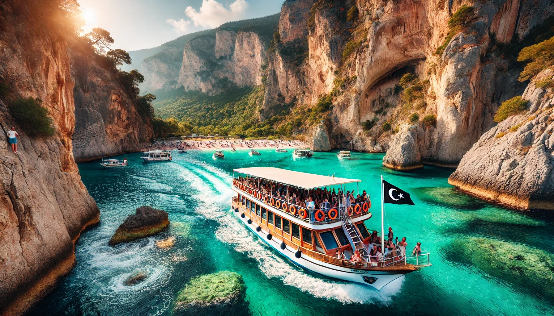 "Alanya’da tekne turu ile Kleopatra Plajı ve büyüleyici deniz mağaralarını keşfedin."