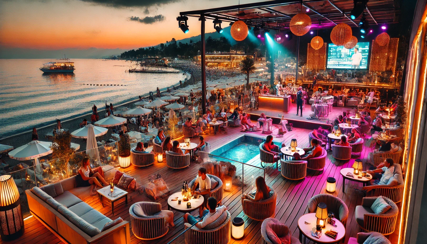 "Alanya’da sahil kenarında deniz manzarası eşliğinde eğlence dolu mekanları keşfedin."