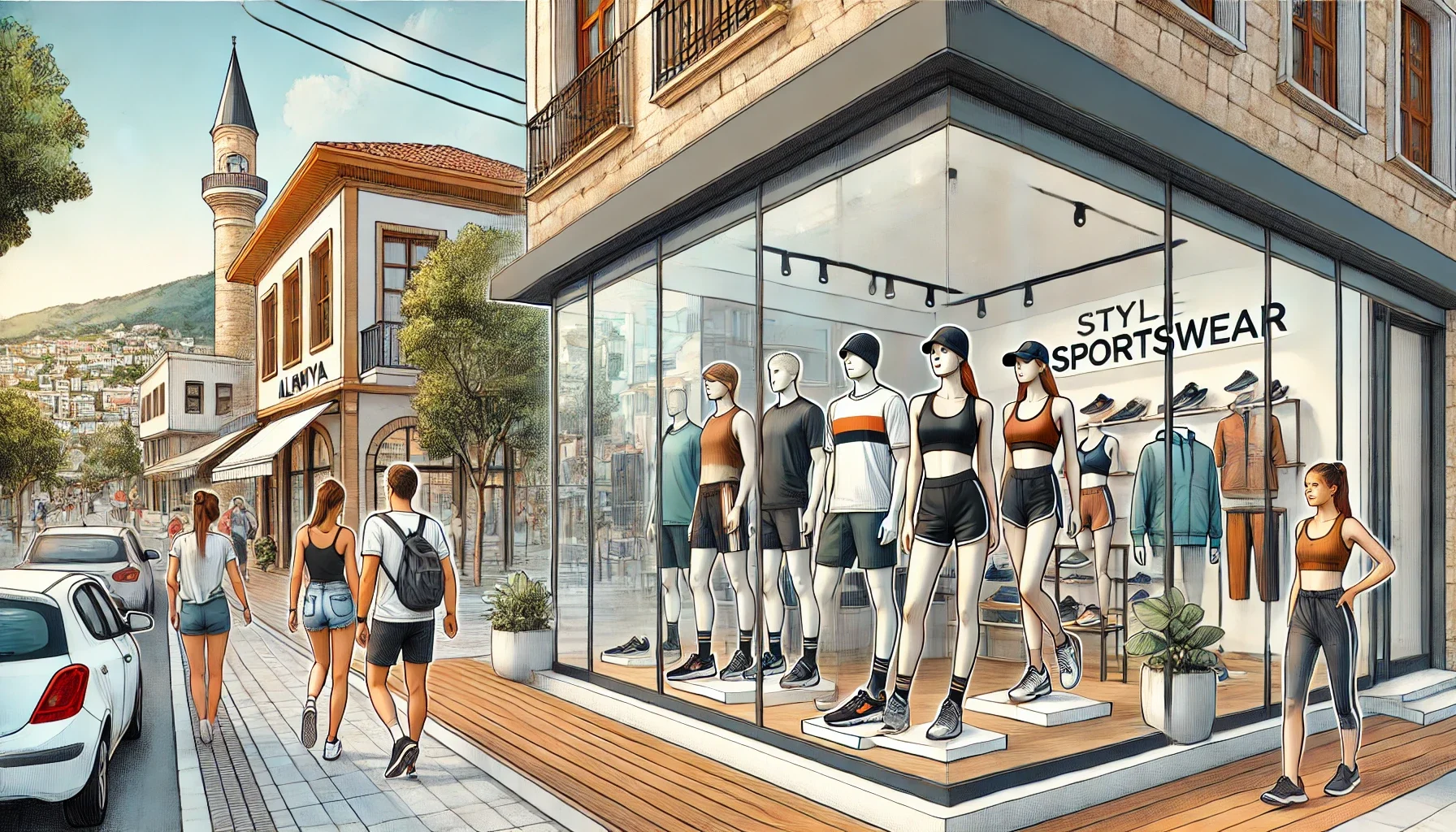 Alanya'da spor giyim mağazalarında tarzını sporla yansıtan bir alışveriş deneyimi.