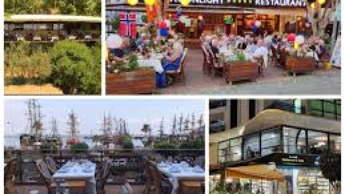 Jasmin Garden Restaurant Alanya’da palmiye ağaçlarıyla çevrili bahçede akşam yemeği keyfi