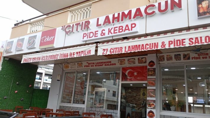 27 Çıtır Lahmacun Pide ve Kebap Salonu Alanya ön cephesi ve restoran tabelası
